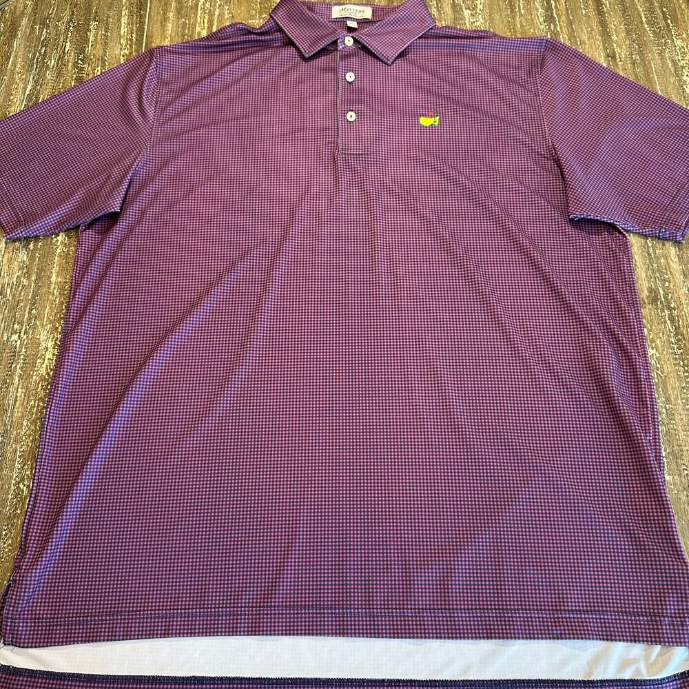 Peter Millar Masters Golf Polo Shirt Polyester Stretch Micro Check Mens Size XL